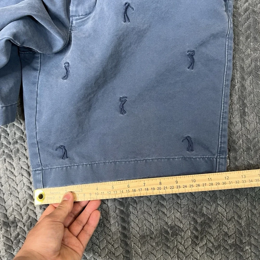 Vintage J. Crew Mens Sz 33 Embroidered Golf Logo Shorts Light Blue Cotton Twill
